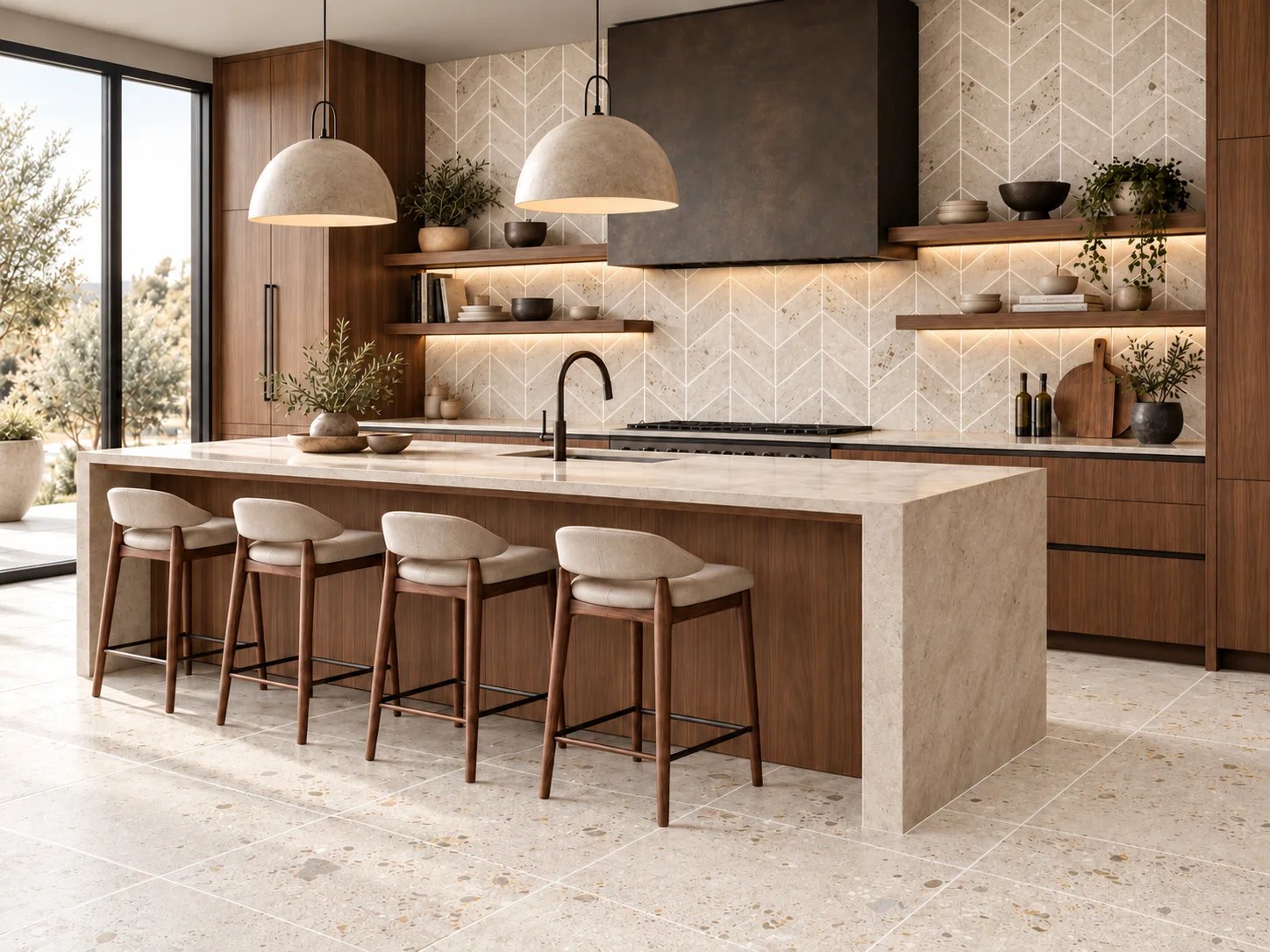 &nbsp;  &nbsp;  &nbsp;  &nbsp;  Light grout adds highlight to the surface. 